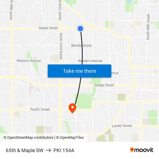 65th & Maple SW to PKI 154A map