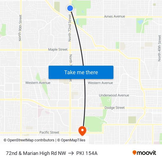 72nd & Marian High Rd NW to PKI 154A map