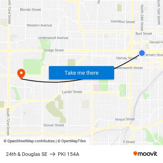 24th & Douglas SE to PKI 154A map