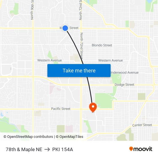 78th & Maple NE to PKI 154A map