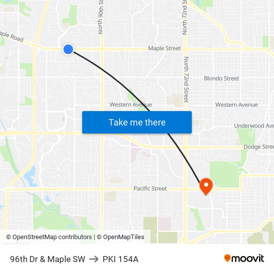 96th Dr & Maple SW to PKI 154A map