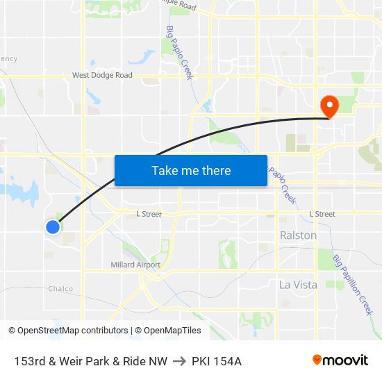 153rd & Weir Park & Ride NW to PKI 154A map