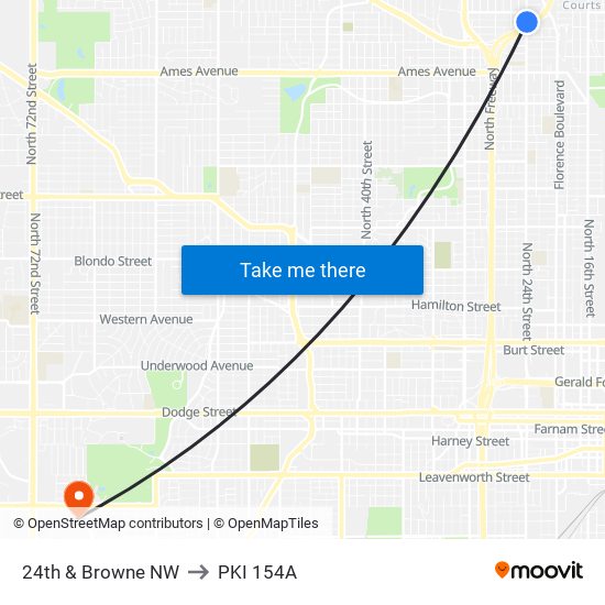 24th & Browne NW to PKI 154A map