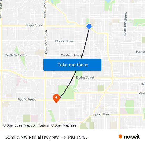 52nd & NW Radial Hwy NW to PKI 154A map