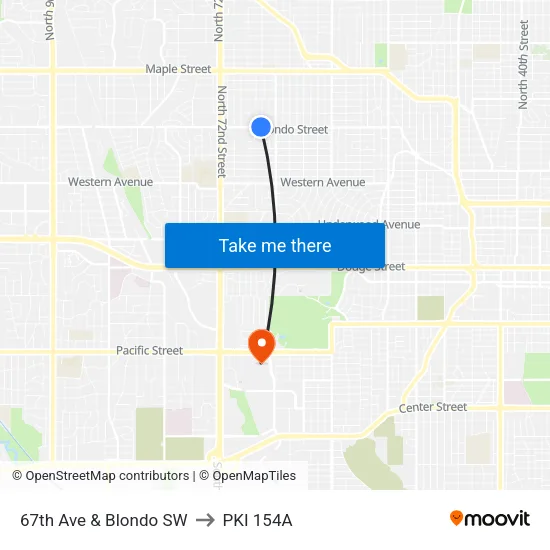 67th Ave & Blondo SW to PKI 154A map