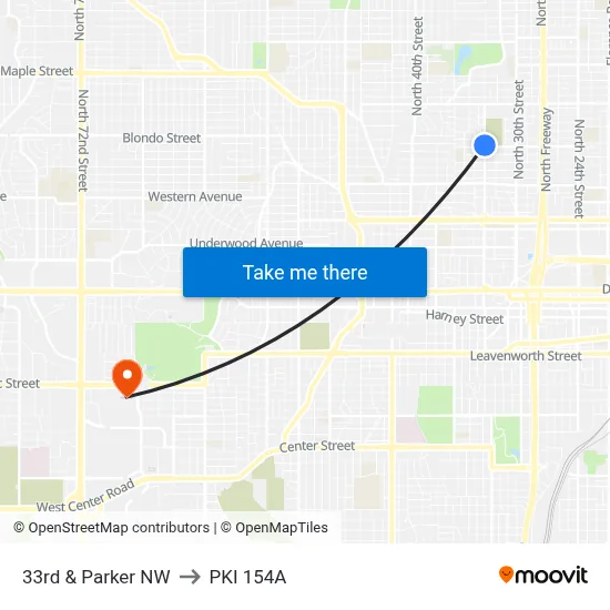 33rd & Parker NW to PKI 154A map