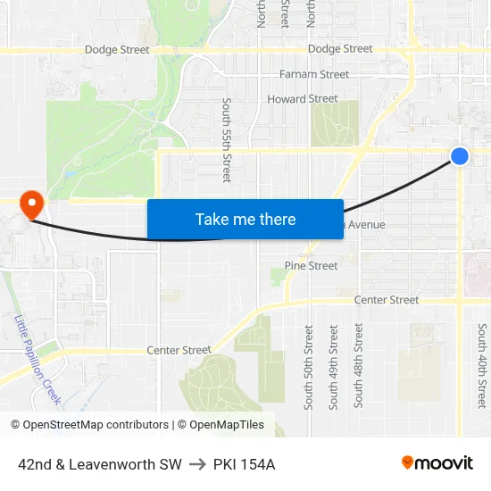 42nd & Leavenworth SW to PKI 154A map