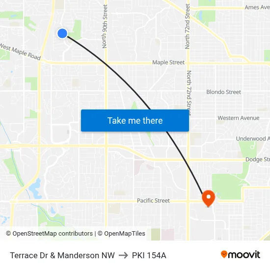 Terrace Dr & Manderson NW to PKI 154A map