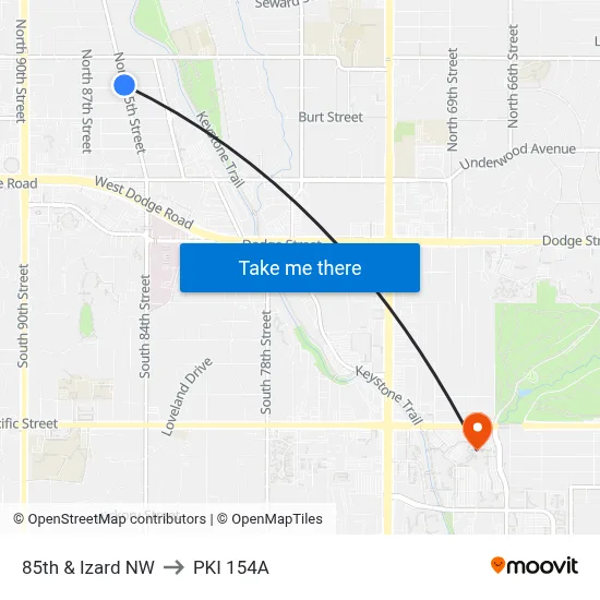 85th & Izard NW to PKI 154A map
