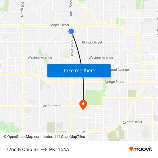 72nd & Ohio SE to PKI 154A map