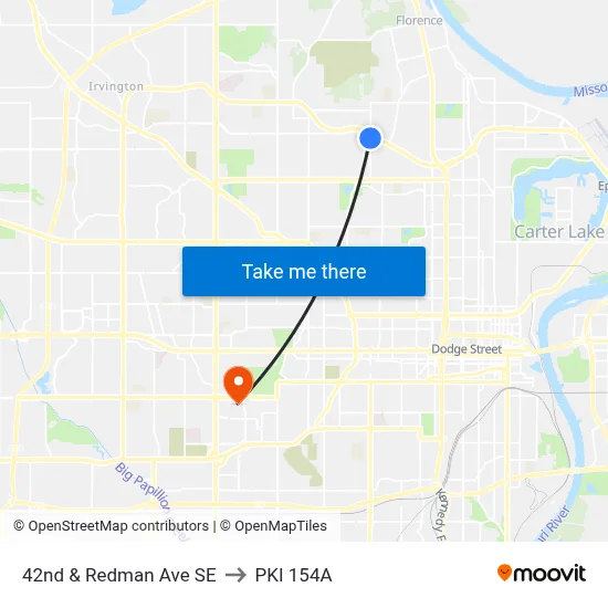 42nd & Redman Ave SE to PKI 154A map