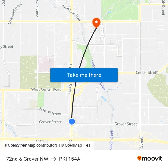 72nd & Grover NW to PKI 154A map