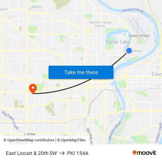 East Locust & 20th SW to PKI 154A map