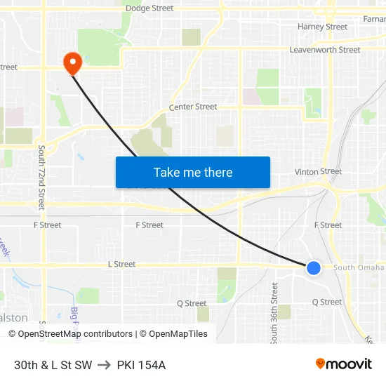 30th & L St SW to PKI 154A map