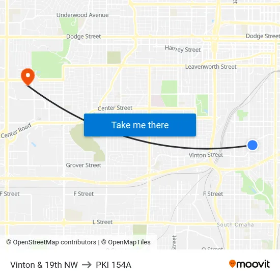 Vinton & 19th NW to PKI 154A map