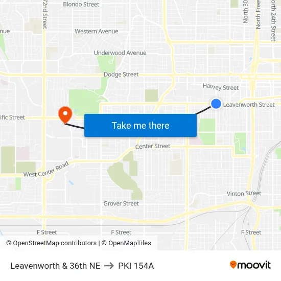 Leavenworth & 36th NE to PKI 154A map
