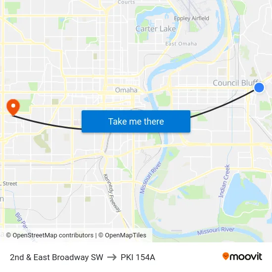 2nd & East Broadway SW to PKI 154A map