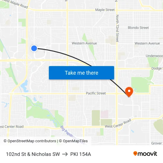 102nd St & Nicholas SW to PKI 154A map