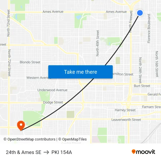 24th & Ames SE to PKI 154A map