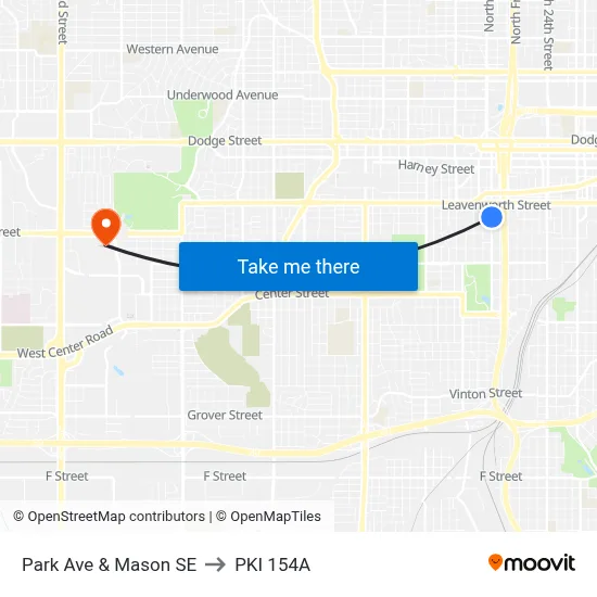 Park Ave & Mason SE to PKI 154A map