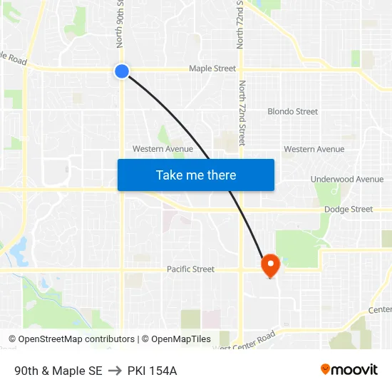 90th & Maple SE to PKI 154A map