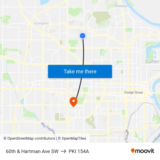 60th & Hartman Ave SW to PKI 154A map