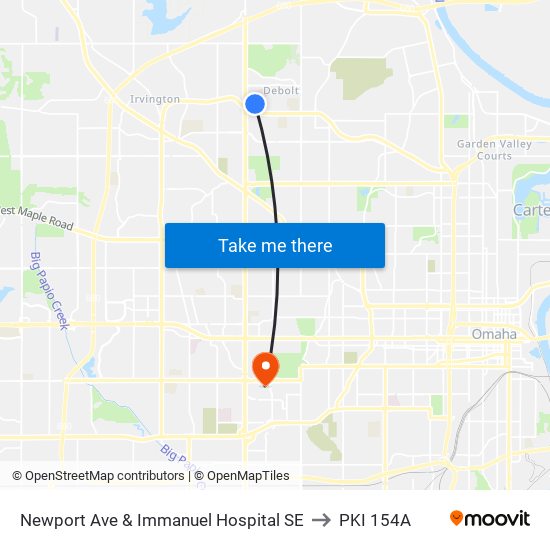 Newport Ave & Immanuel Hospital SE to PKI 154A map