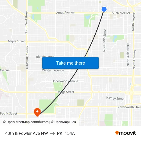 40th & Fowler Ave NW to PKI 154A map