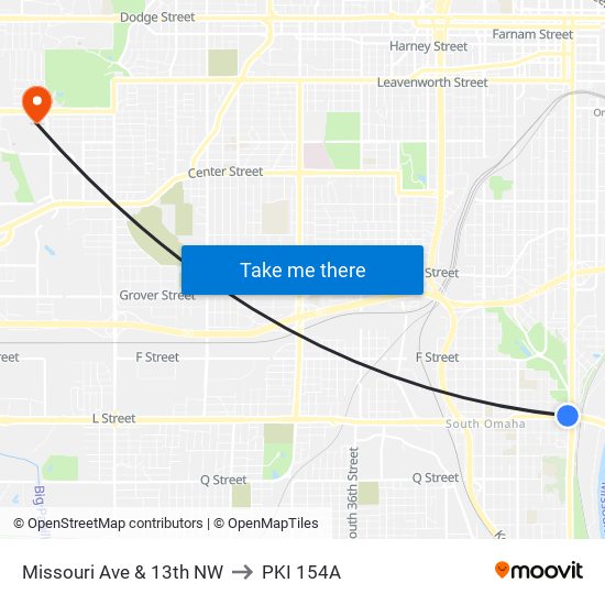 Missouri Ave & 13th NW to PKI 154A map