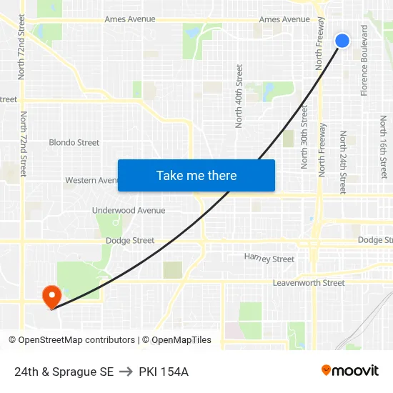 24th & Sprague SE to PKI 154A map