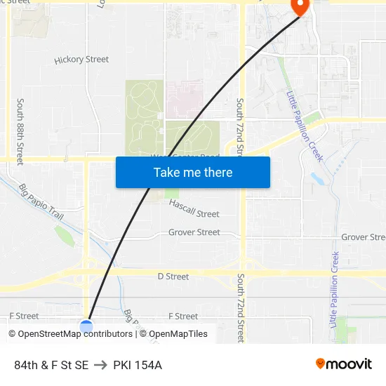 84th & F St SE to PKI 154A map