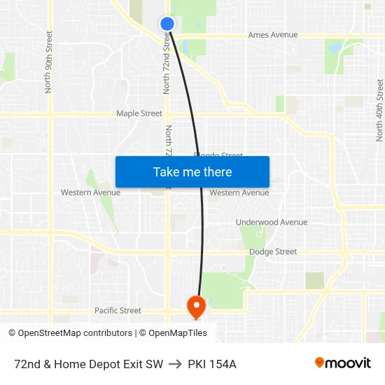 72nd & Home Depot Exit SW to PKI 154A map