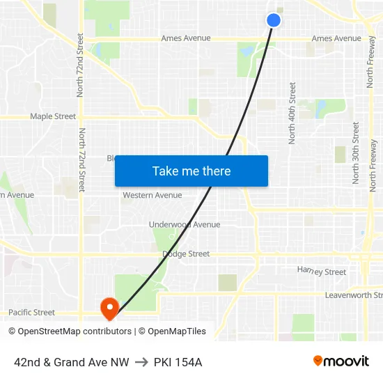 42nd & Grand Ave NW to PKI 154A map