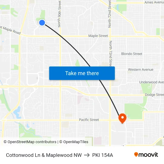 Cottonwood Ln & Maplewood NW to PKI 154A map