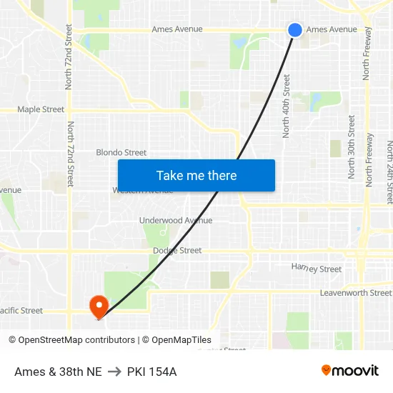 Ames & 38th NE to PKI 154A map