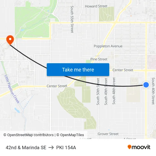 42nd & Marinda SE to PKI 154A map