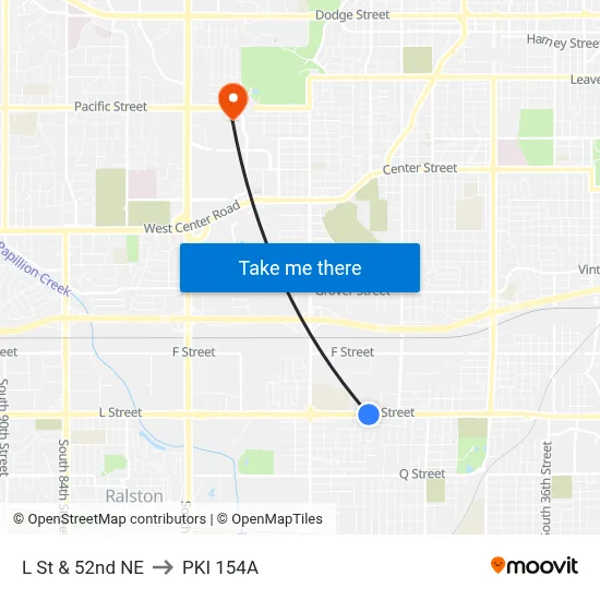 L St & 52nd NE to PKI 154A map