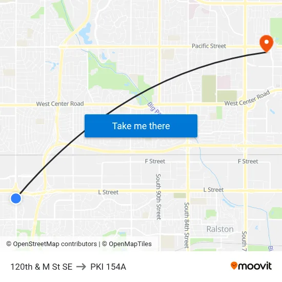 120th & M St SE to PKI 154A map