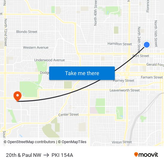 20th & Paul NW to PKI 154A map