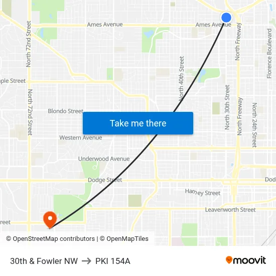 30th & Fowler NW to PKI 154A map