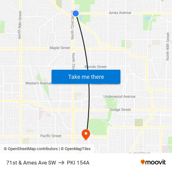 71st & Ames Ave SW to PKI 154A map