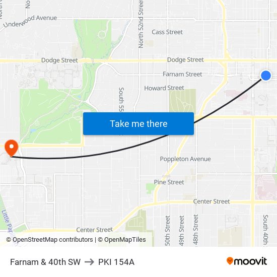 Farnam & 40th SW to PKI 154A map