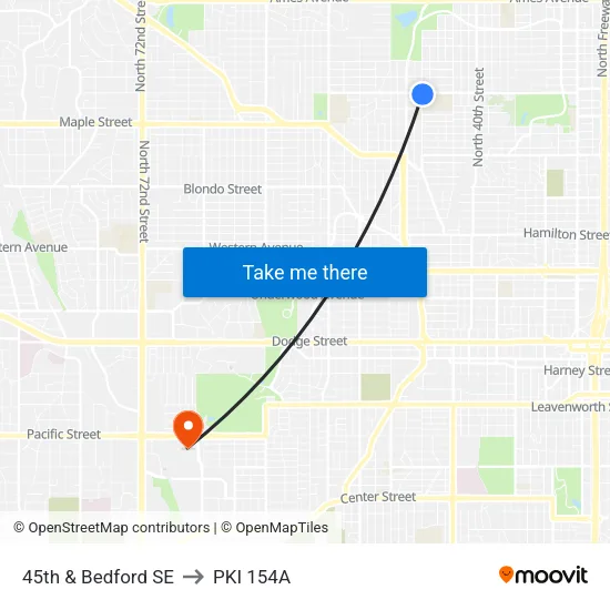45th & Bedford SE to PKI 154A map