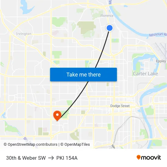 30th & Weber SW to PKI 154A map