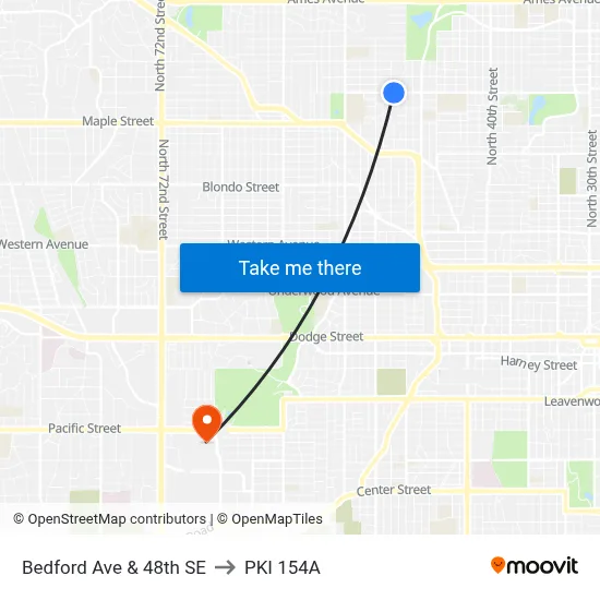 Bedford Ave & 48th SE to PKI 154A map