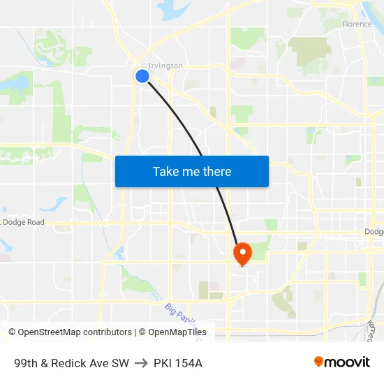 99th & Redick Ave SW to PKI 154A map