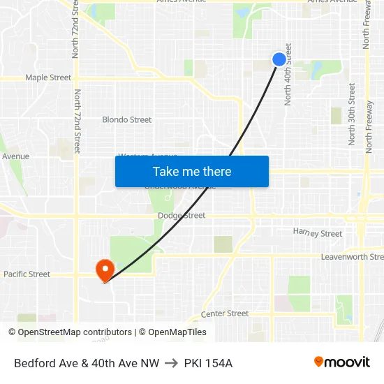 Bedford Ave & 40th Ave NW to PKI 154A map
