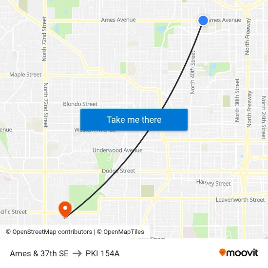 Ames & 37th SE to PKI 154A map