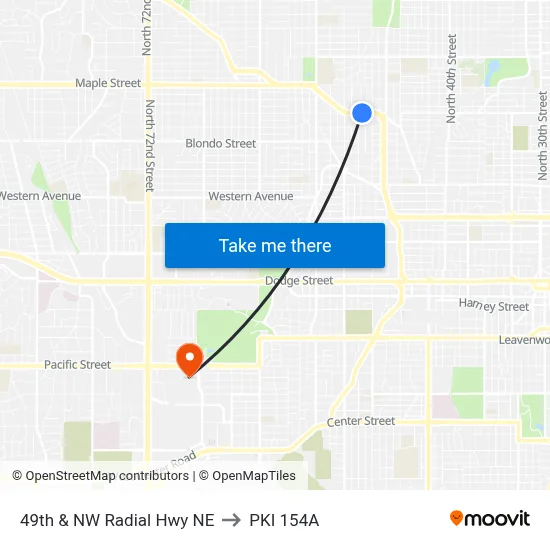 49th & NW Radial Hwy NE to PKI 154A map