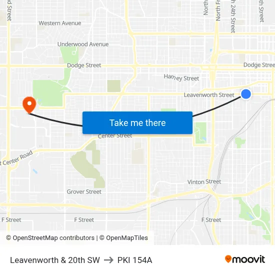 Leavenworth & 20th SW to PKI 154A map